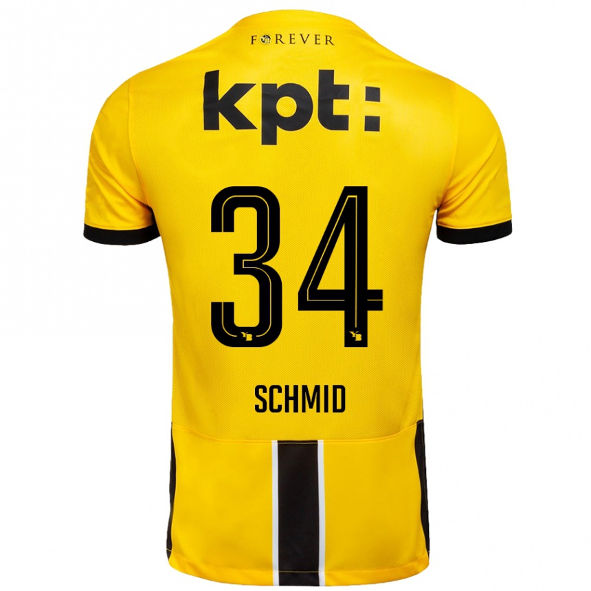 Niño Fútbol Camiseta Céline Schmid #34 Amarillo Negro 1ª Equipación 2024/25