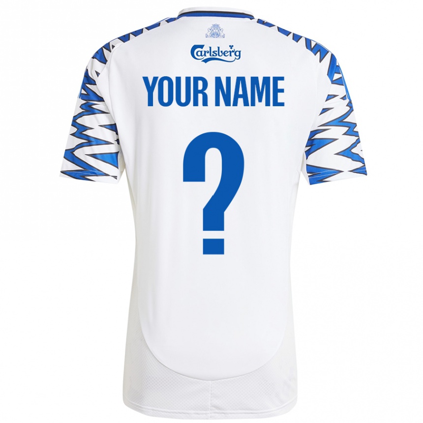 Niño Fútbol Camiseta Su Nombre #0 Blanco Azul Cielo 1ª Equipación 2024/25