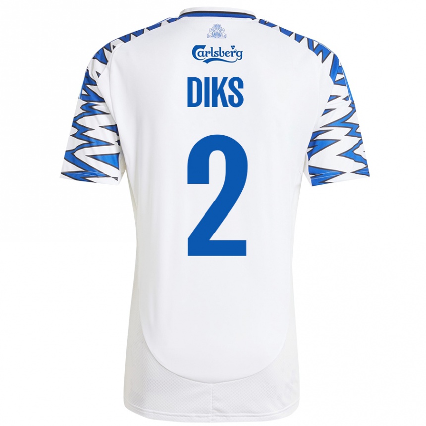 Niño Fútbol Camiseta Kevin Diks #2 Blanco Azul Cielo 1ª Equipación 2024/25