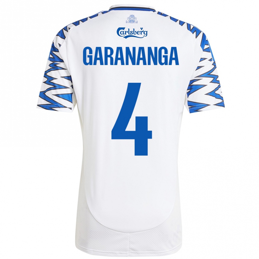 Niño Fútbol Camiseta Munashe Garananga #4 Blanco Azul Cielo 1ª Equipación 2024/25