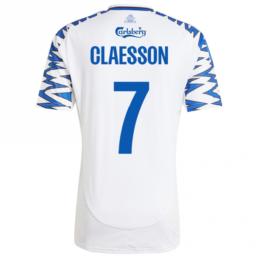 Niño Fútbol Camiseta Viktor Claesson #7 Blanco Azul Cielo 1ª Equipación 2024/25