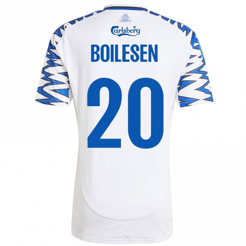 Niño Fútbol Camiseta Nicolai Boilesen #20 Blanco Azul Cielo 1ª Equipación 2024/25