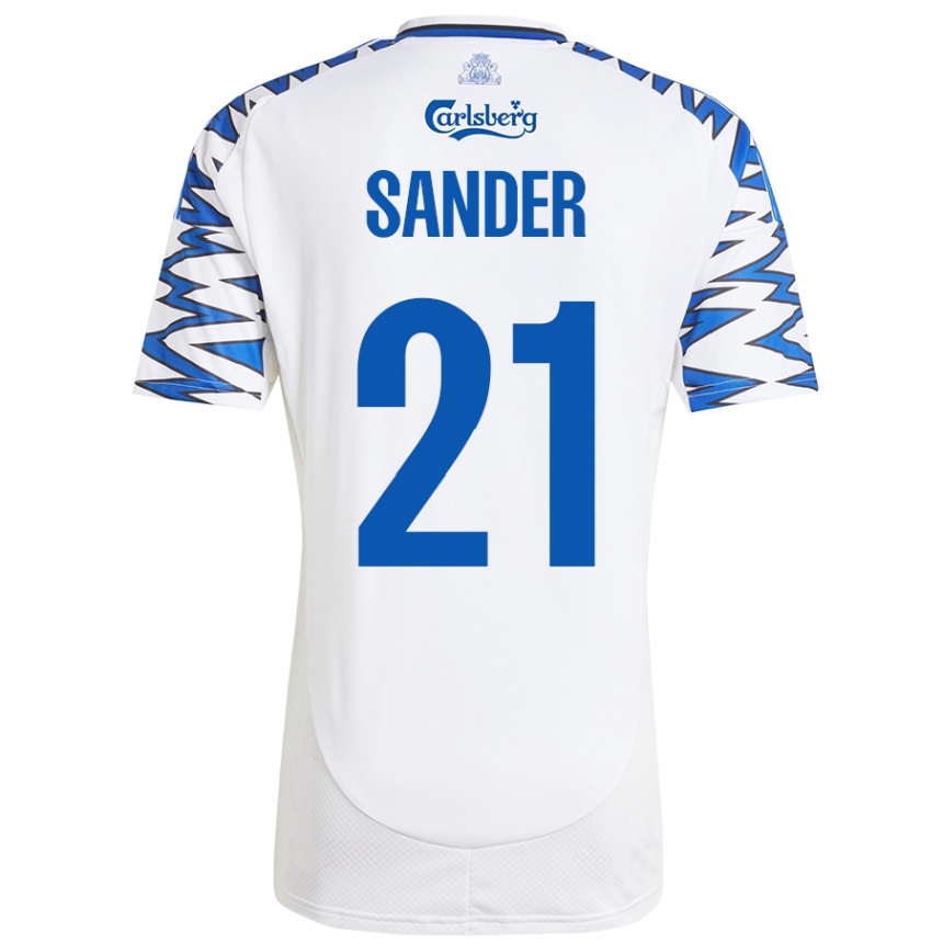 Niño Fútbol Camiseta Theo Sander #21 Blanco Azul Cielo 1ª Equipación 2024/25