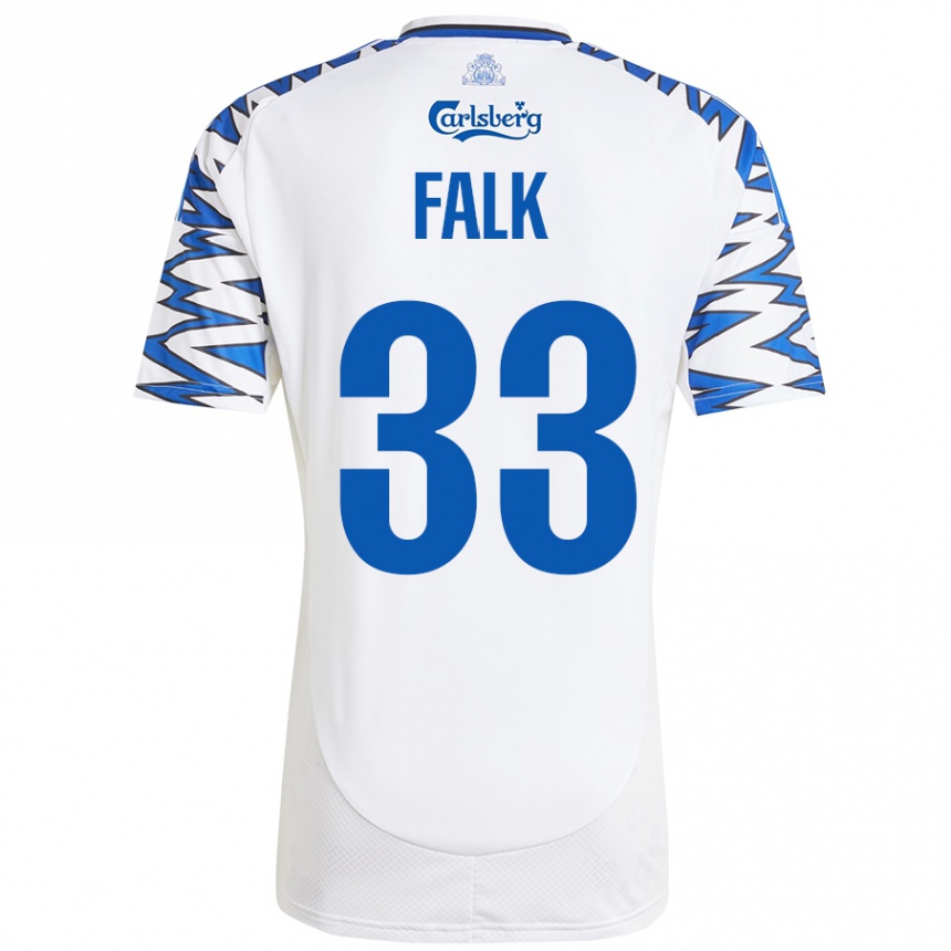 Niño Fútbol Camiseta Rasmus Falk #33 Blanco Azul Cielo 1ª Equipación 2024/25