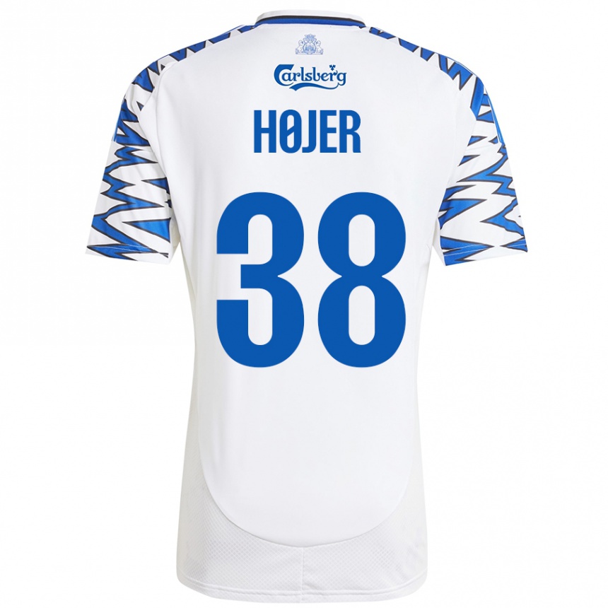 Niño Fútbol Camiseta Oliver Højer #38 Blanco Azul Cielo 1ª Equipación 2024/25