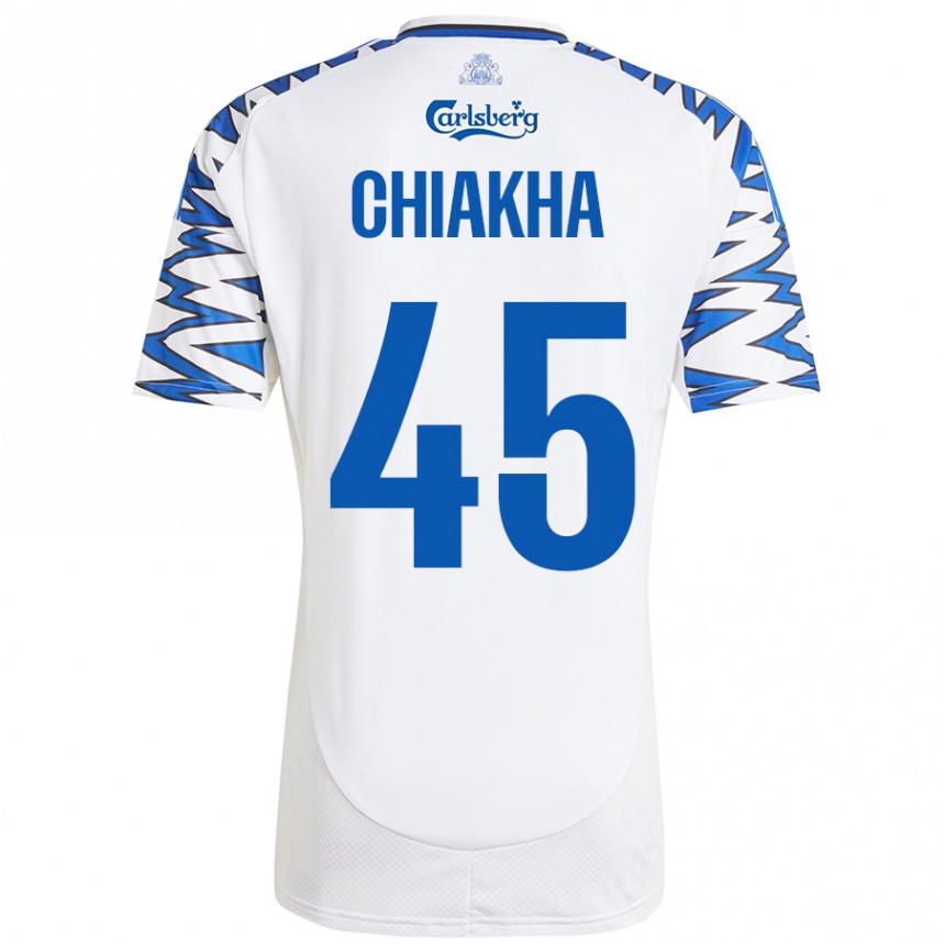 Niño Fútbol Camiseta Amin Chiakha #45 Blanco Azul Cielo 1ª Equipación 2024/25