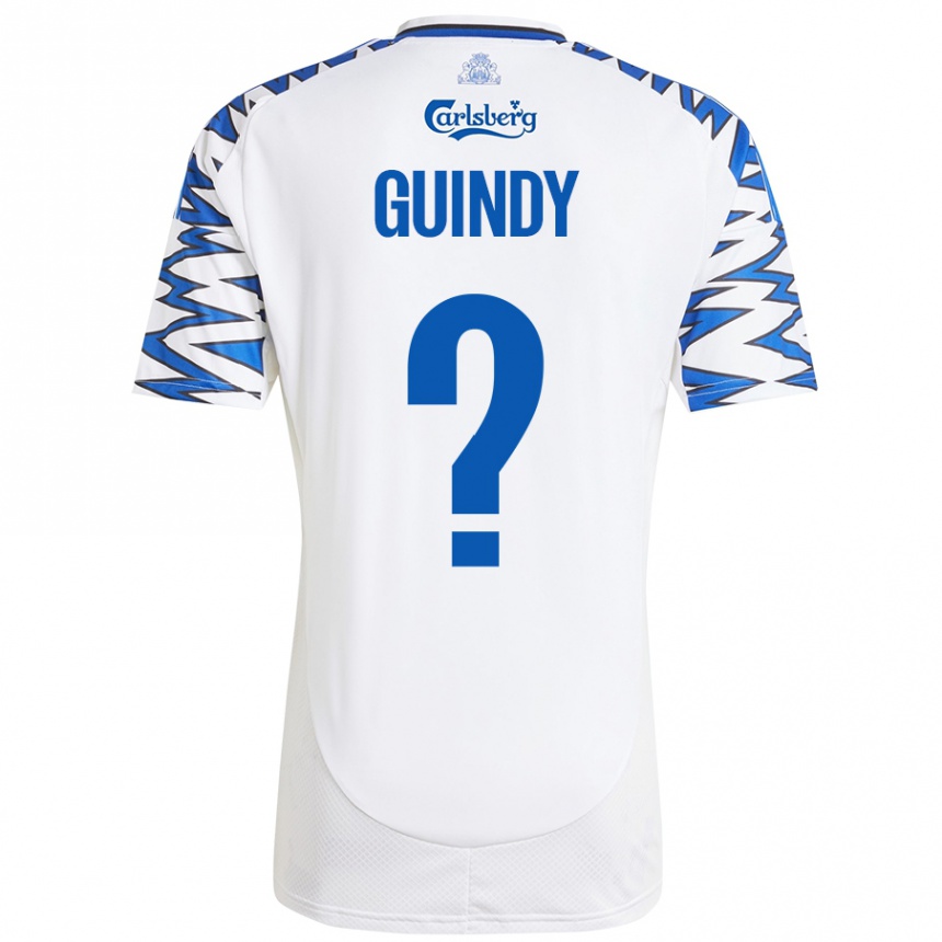 Niño Fútbol Camiseta Eliot Guindy #0 Blanco Azul Cielo 1ª Equipación 2024/25