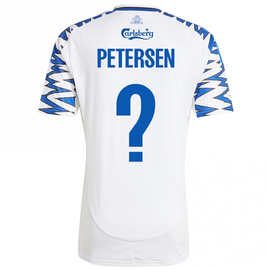 Niño Fútbol Camiseta Frederik Petersen #0 Blanco Azul Cielo 1ª Equipación 2024/25