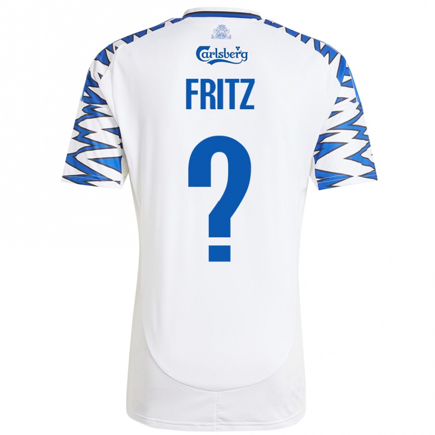 Niño Fútbol Camiseta Gustav Fritz #0 Blanco Azul Cielo 1ª Equipación 2024/25