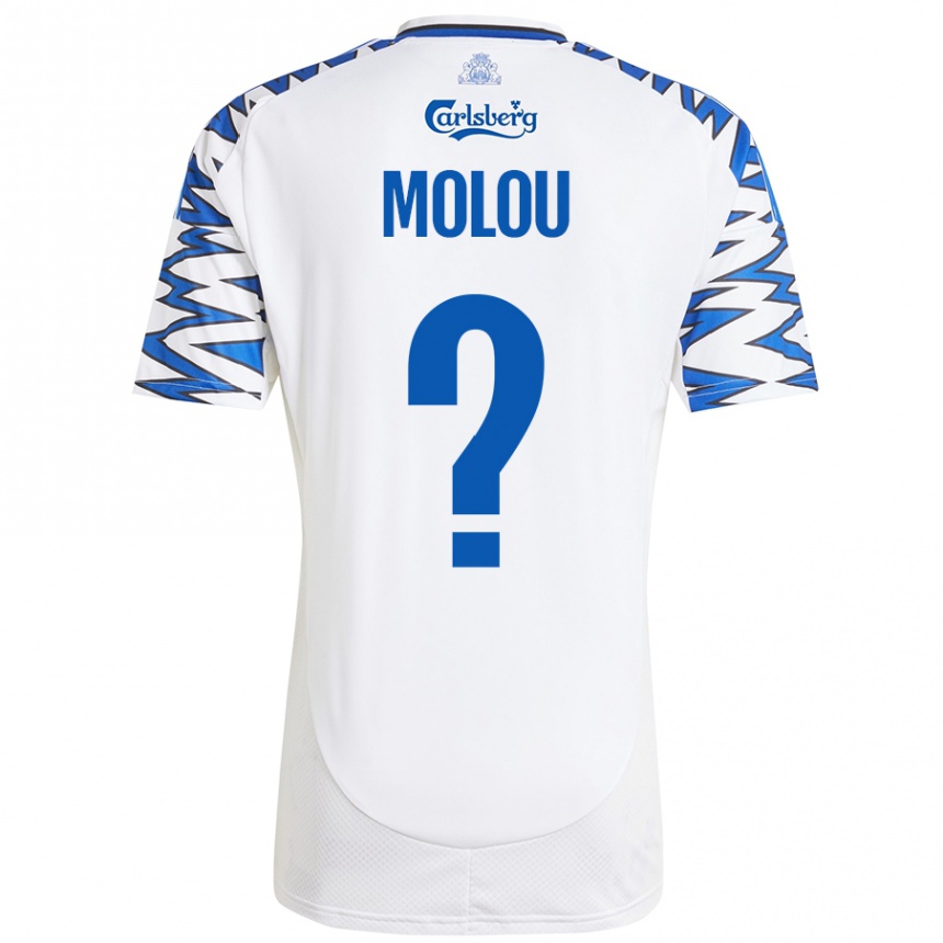 Niño Fútbol Camiseta Yvann Molou #0 Blanco Azul Cielo 1ª Equipación 2024/25