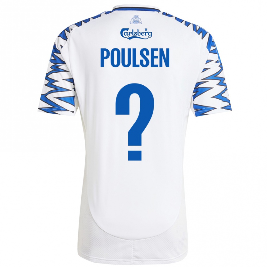 Niño Fútbol Camiseta Xander Poulsen #0 Blanco Azul Cielo 1ª Equipación 2024/25