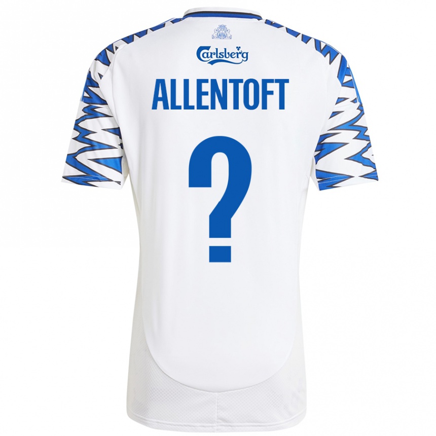 Niño Fútbol Camiseta Philip Allentoft #0 Blanco Azul Cielo 1ª Equipación 2024/25