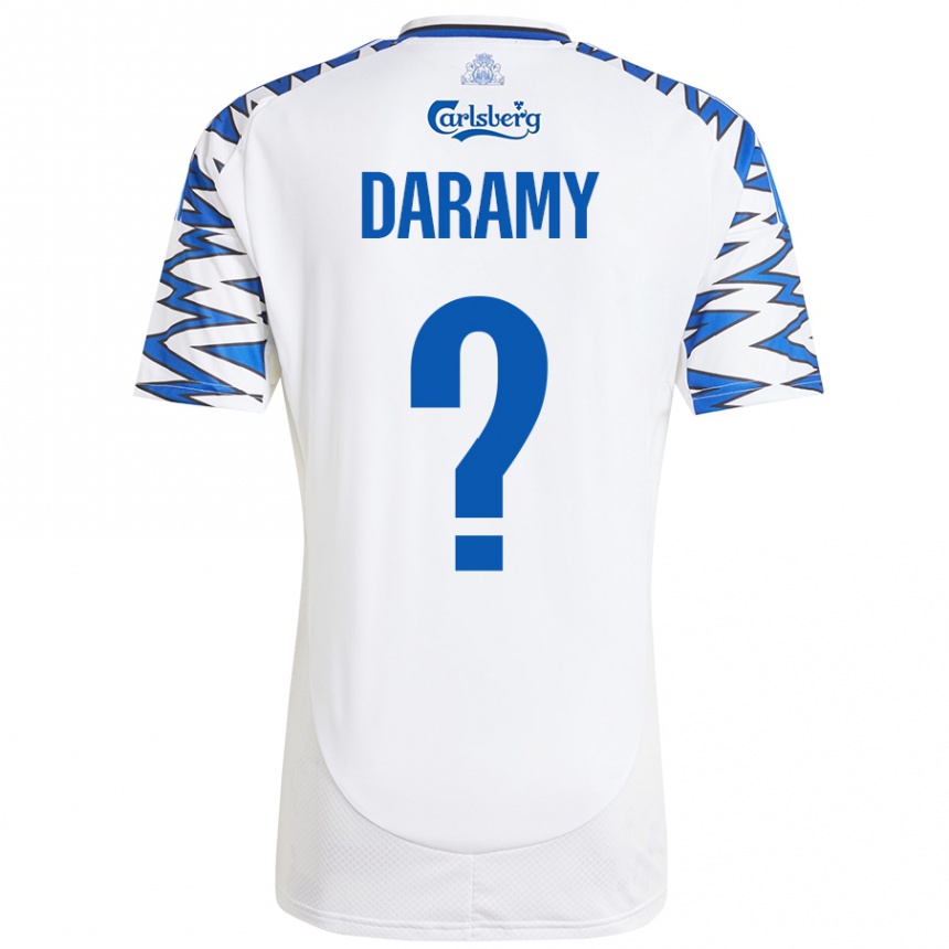 Niño Fútbol Camiseta Abdul Daramy #0 Blanco Azul Cielo 1ª Equipación 2024/25