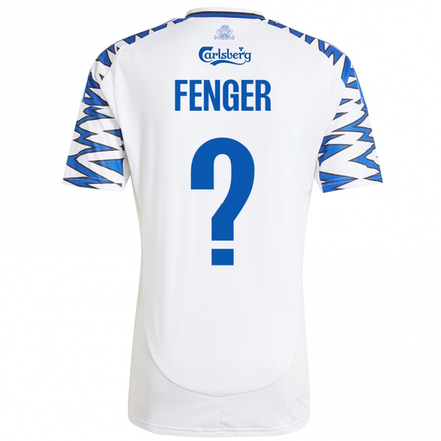 Niño Fútbol Camiseta Oskar Fenger #0 Blanco Azul Cielo 1ª Equipación 2024/25