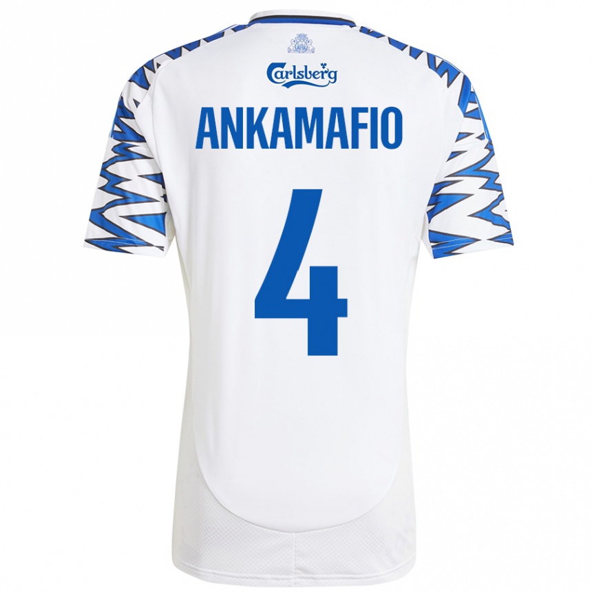 Niño Fútbol Camiseta Graham Ankamafio #4 Blanco Azul Cielo 1ª Equipación 2024/25