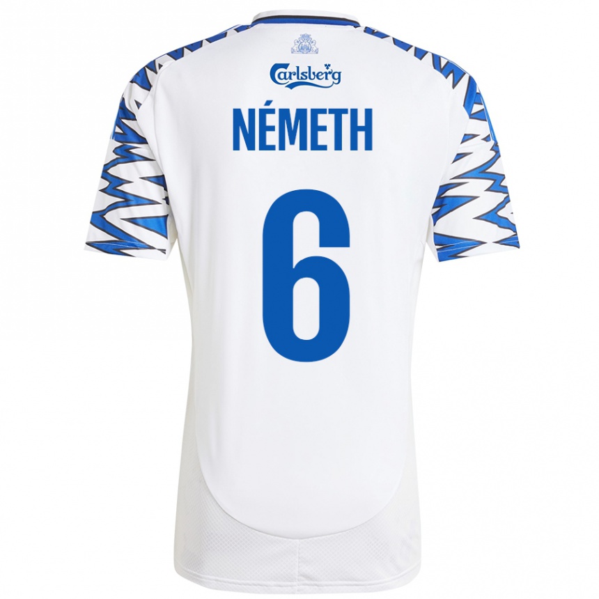 Niño Fútbol Camiseta Hunor Németh #6 Blanco Azul Cielo 1ª Equipación 2024/25