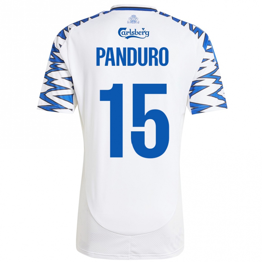 Niño Fútbol Camiseta Tristan Panduro #15 Blanco Azul Cielo 1ª Equipación 2024/25