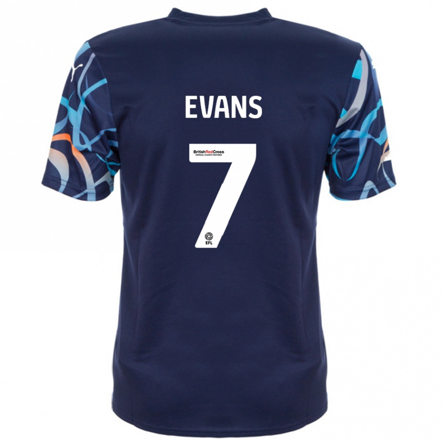 Niño Fútbol Camiseta Lee Evans #7 Azul Marino 2ª Equipación 2024/25