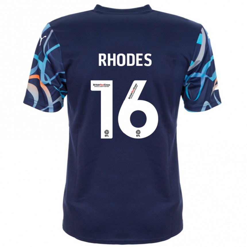 Niño Fútbol Camiseta Jordan Rhodes #16 Azul Marino 2ª Equipación 2024/25