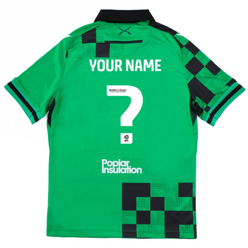 Niño Fútbol Camiseta Su Nombre #0 Verde Negro 2ª Equipación 2024/25