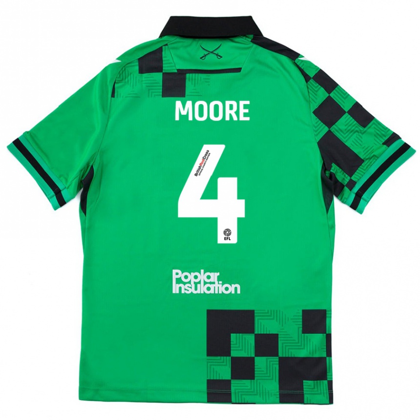 Niño Fútbol Camiseta Taylor Moore #4 Verde Negro 2ª Equipación 2024/25