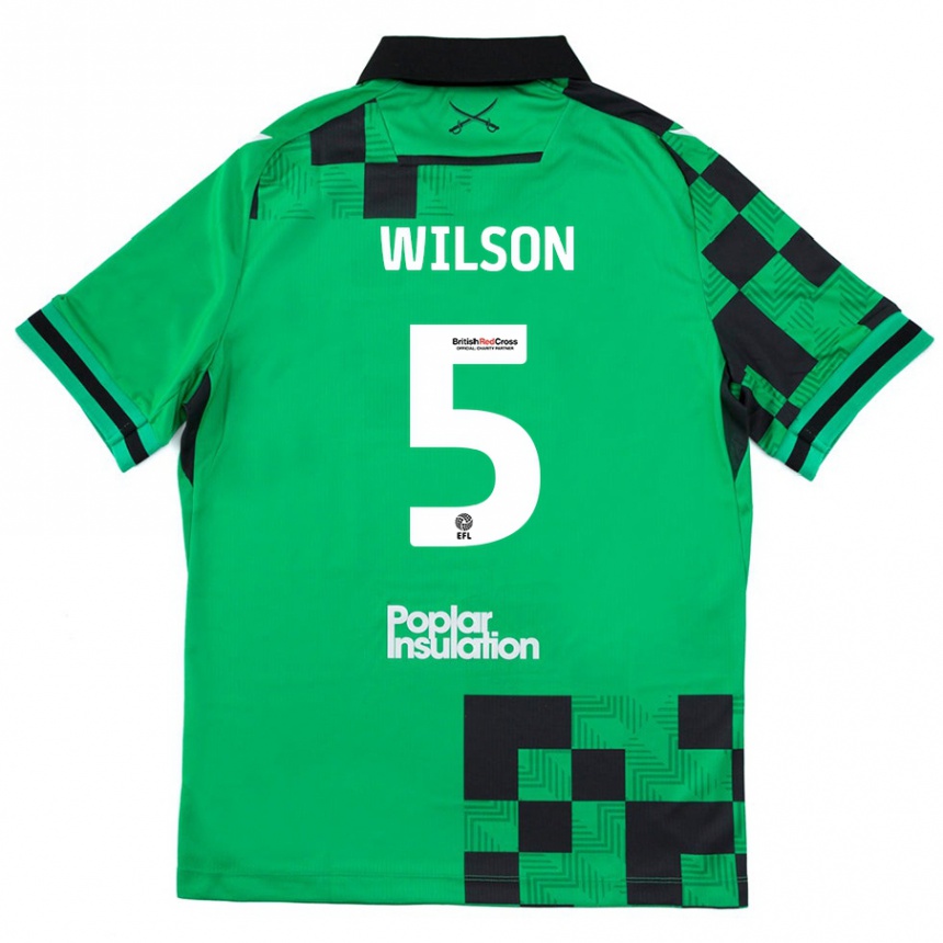 Niño Fútbol Camiseta James Wilson #5 Verde Negro 2ª Equipación 2024/25