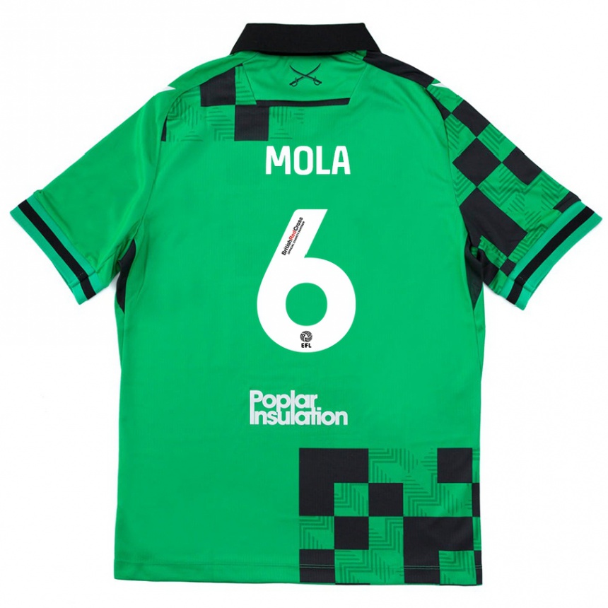 Niño Fútbol Camiseta Clinton Mola #6 Verde Negro 2ª Equipación 2024/25