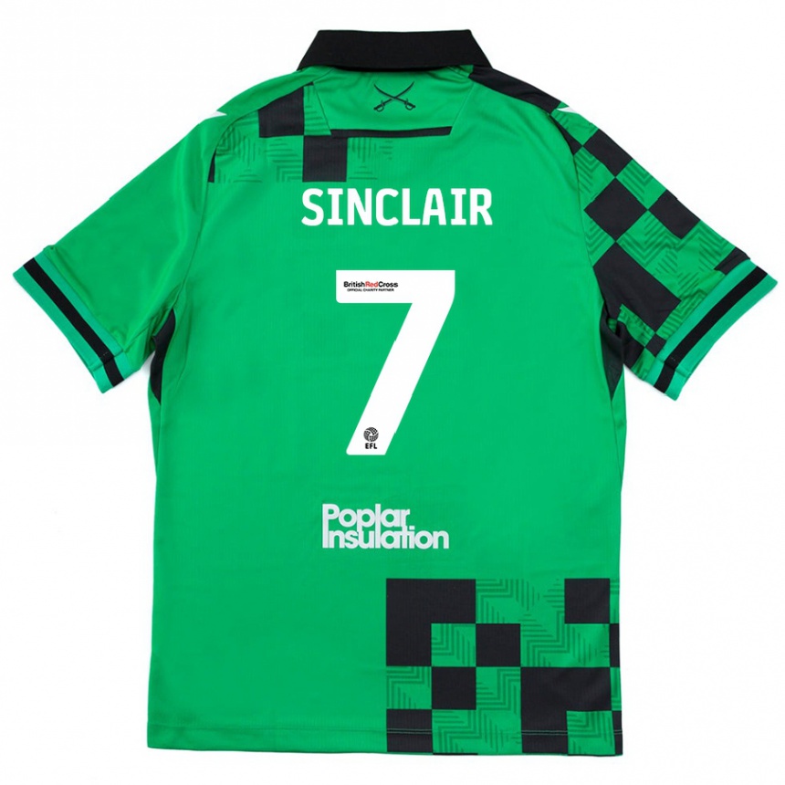 Niño Fútbol Camiseta Scott Sinclair #7 Verde Negro 2ª Equipación 2024/25