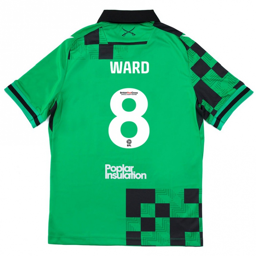 Niño Fútbol Camiseta Grant Ward #8 Verde Negro 2ª Equipación 2024/25