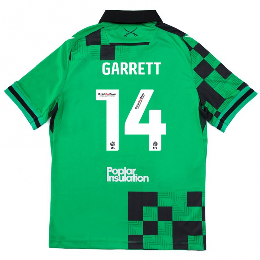 Niño Fútbol Camiseta Jake Garrett #14 Verde Negro 2ª Equipación 2024/25