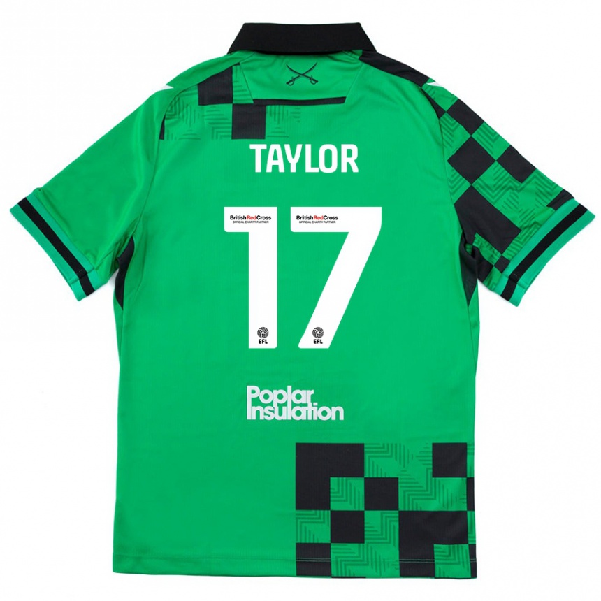 Niño Fútbol Camiseta Connor Taylor #17 Verde Negro 2ª Equipación 2024/25