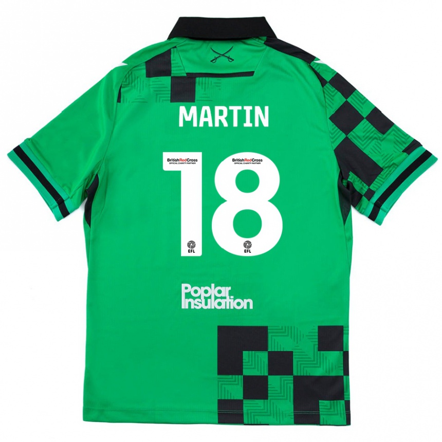 Niño Fútbol Camiseta Chris Martin #18 Verde Negro 2ª Equipación 2024/25