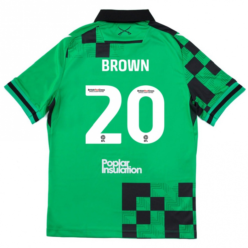 Niño Fútbol Camiseta Jevani Brown #20 Verde Negro 2ª Equipación 2024/25