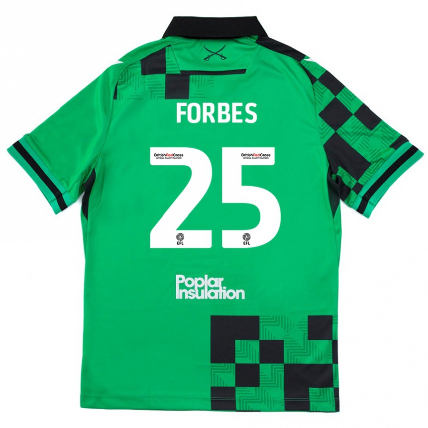 Niño Fútbol Camiseta Michael Forbes #25 Verde Negro 2ª Equipación 2024/25