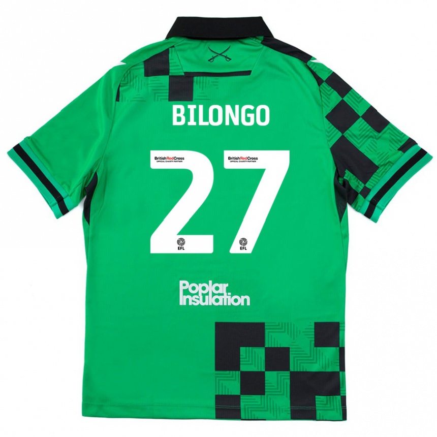 Niño Fútbol Camiseta Bryant Bilongo #27 Verde Negro 2ª Equipación 2024/25