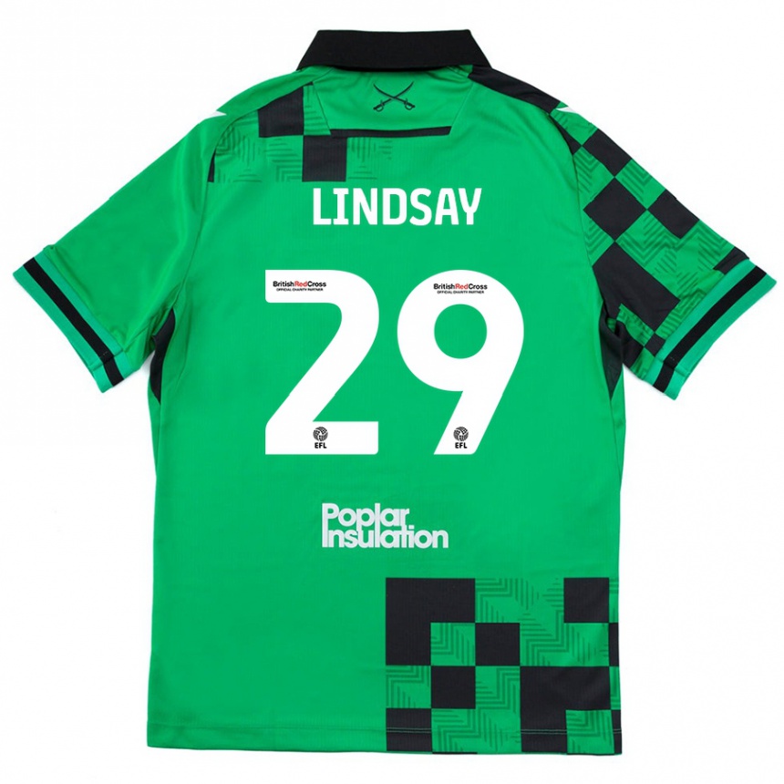 Niño Fútbol Camiseta Jamie Lindsay #29 Verde Negro 2ª Equipación 2024/25