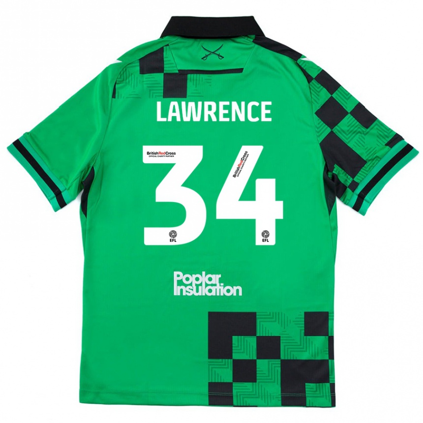 Niño Fútbol Camiseta Jerry Lawrence #34 Verde Negro 2ª Equipación 2024/25