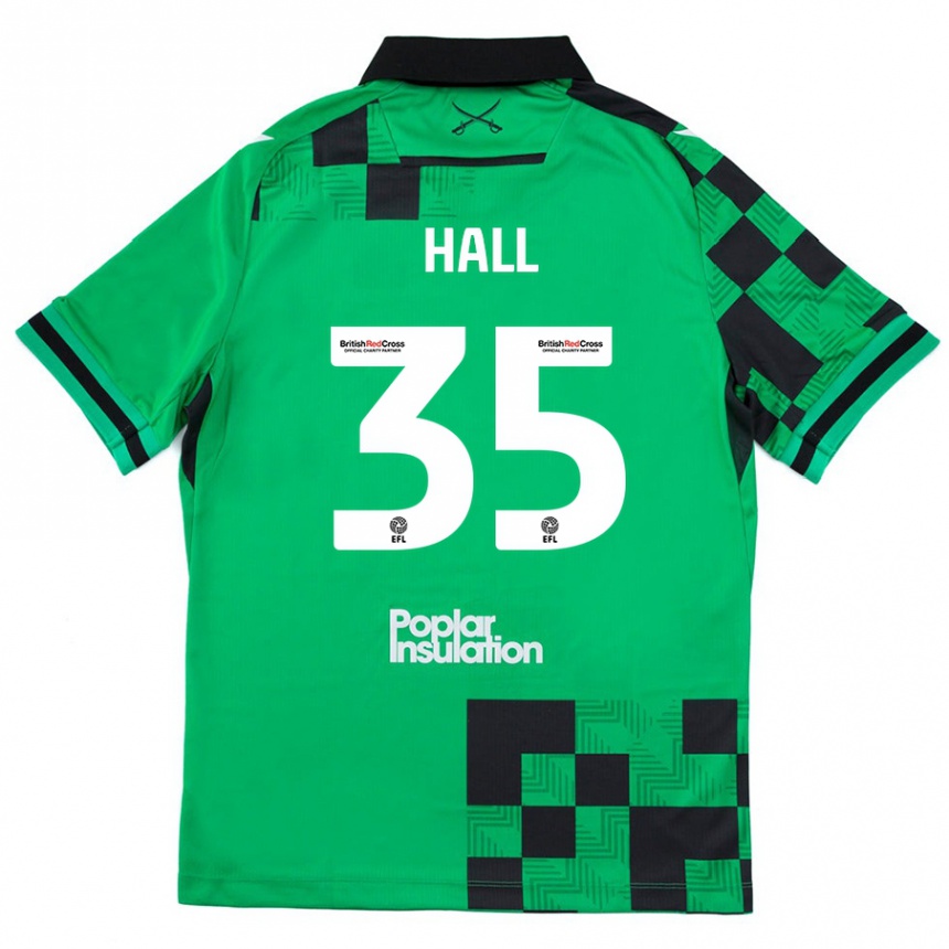 Niño Fútbol Camiseta Matt Hall #35 Verde Negro 2ª Equipación 2024/25