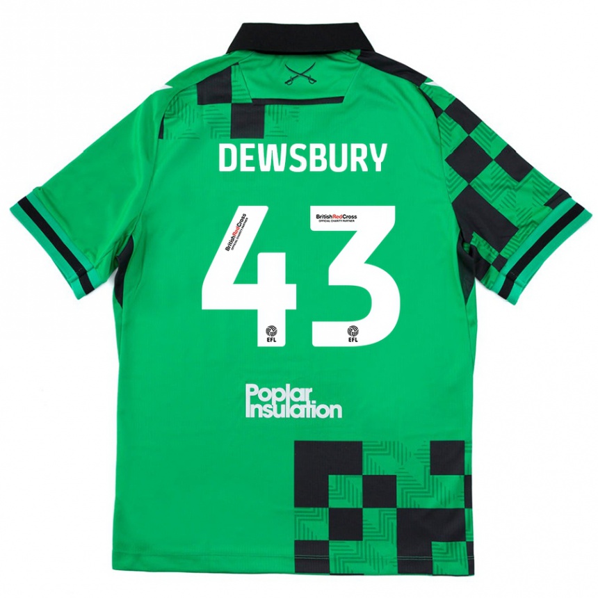 Niño Fútbol Camiseta Ollie Dewsbury #43 Verde Negro 2ª Equipación 2024/25