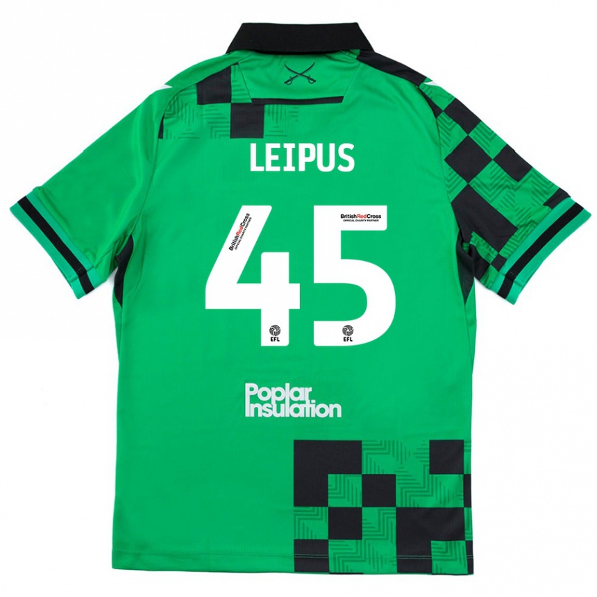 Niño Fútbol Camiseta Brooklyn Leipus #45 Verde Negro 2ª Equipación 2024/25