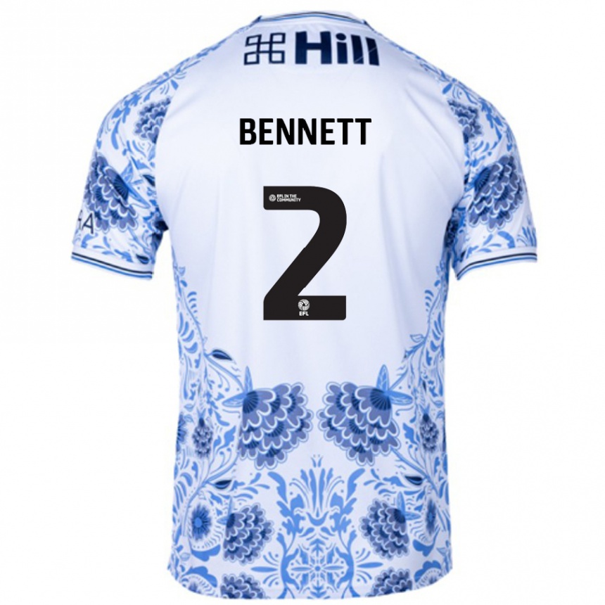 Niño Fútbol Camiseta Liam Bennett #2 Blanco Azul 2ª Equipación 2024/25