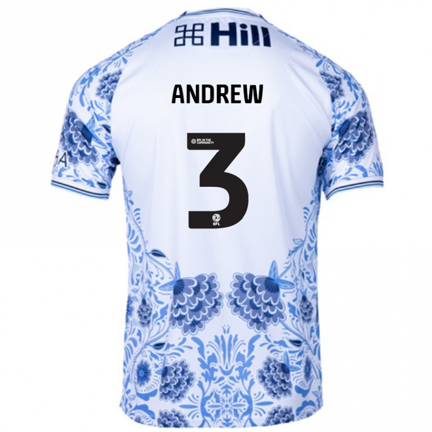 Niño Fútbol Camiseta Danny Andrew #3 Blanco Azul 2ª Equipación 2024/25