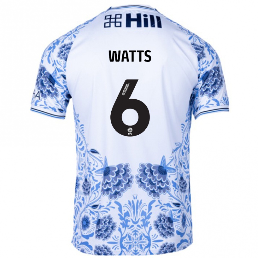 Niño Fútbol Camiseta Kell Watts #6 Blanco Azul 2ª Equipación 2024/25