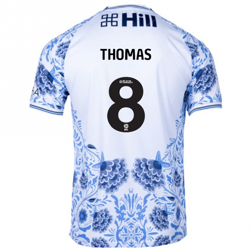 Niño Fútbol Camiseta George Thomas #8 Blanco Azul 2ª Equipación 2024/25