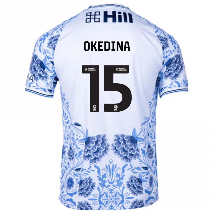 Niño Fútbol Camiseta Jubril Okedina #15 Blanco Azul 2ª Equipación 2024/25