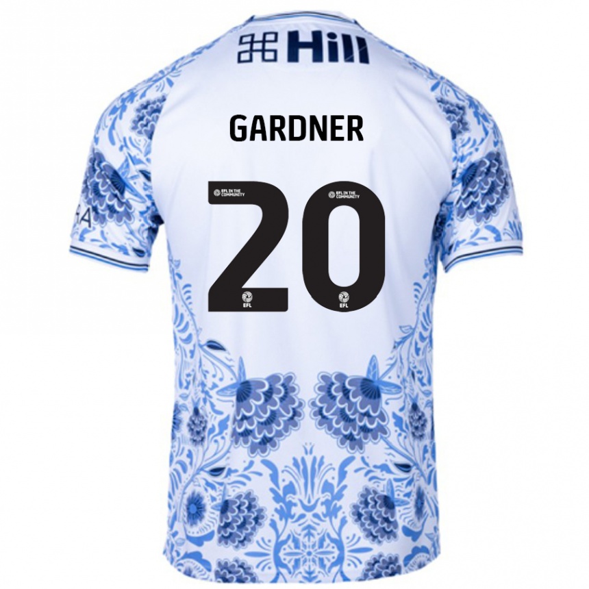 Niño Fútbol Camiseta Gary Gardner #20 Blanco Azul 2ª Equipación 2024/25