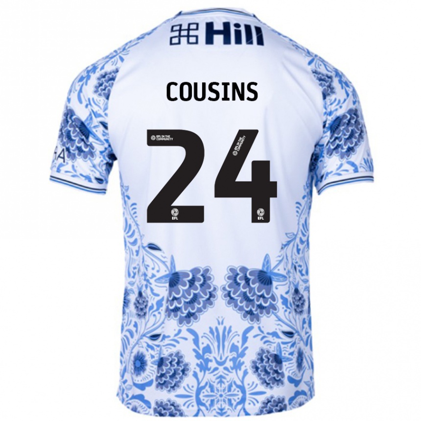 Niño Fútbol Camiseta Jordan Cousins #24 Blanco Azul 2ª Equipación 2024/25