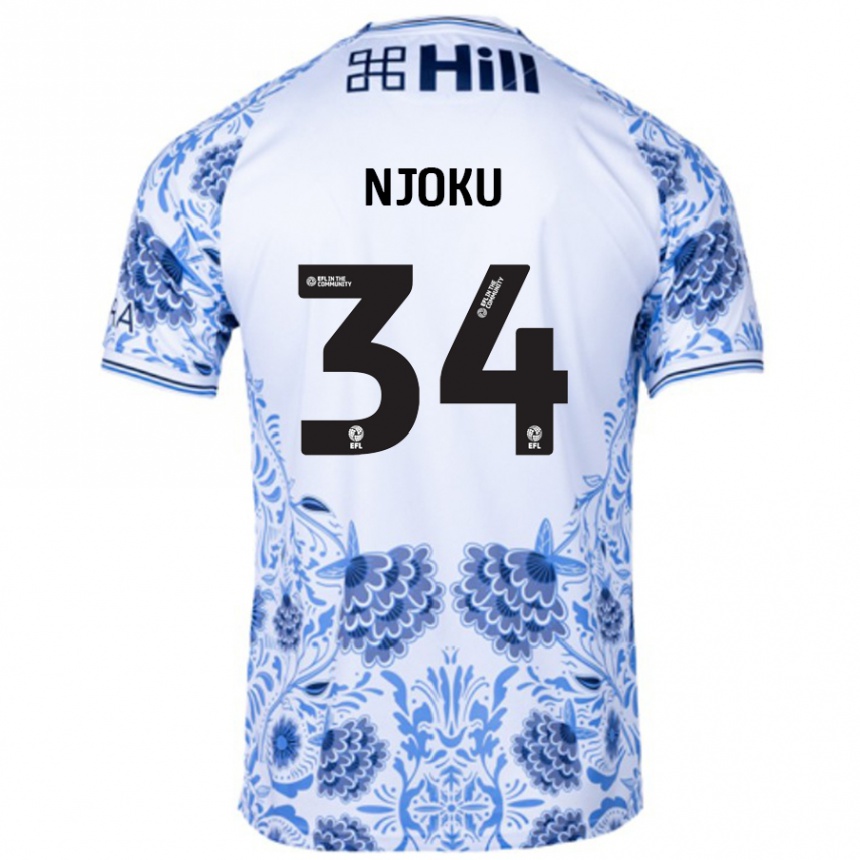 Niño Fútbol Camiseta Brandon Njoku #34 Blanco Azul 2ª Equipación 2024/25