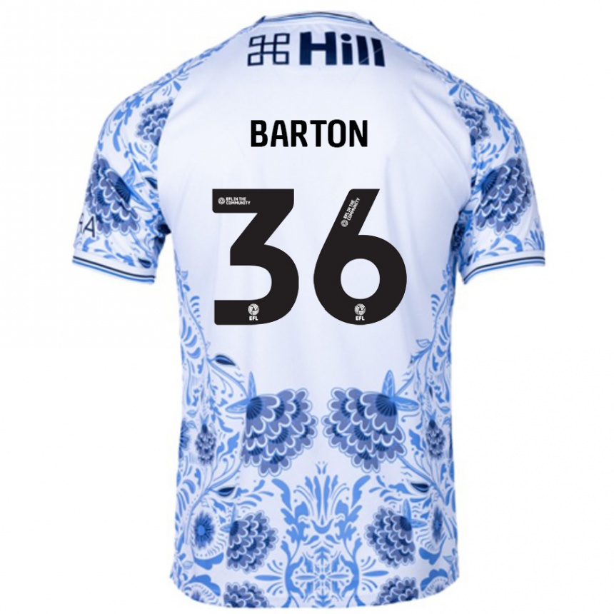 Niño Fútbol Camiseta Dan Barton #36 Blanco Azul 2ª Equipación 2024/25