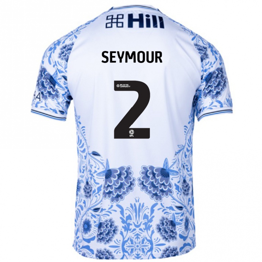 Niño Fútbol Camiseta Mayzee Seymour #2 Blanco Azul 2ª Equipación 2024/25